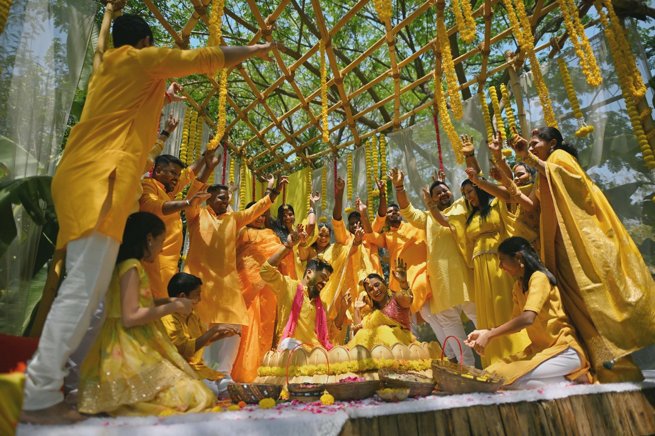 Wedding celebration under a tent
