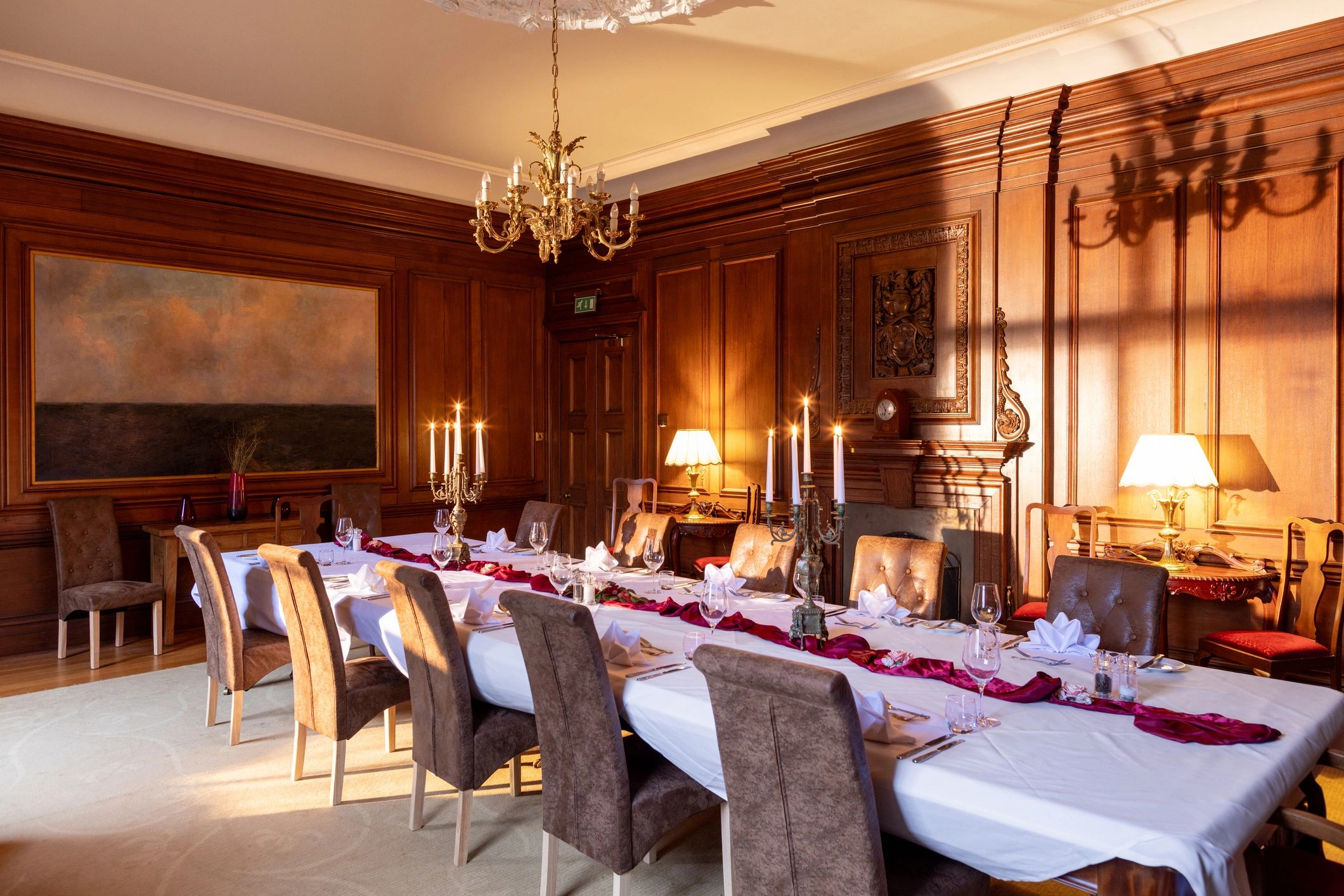 Luxury event table setting with glassware and candles